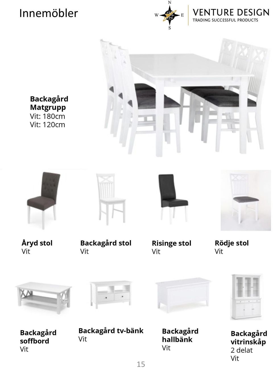 Rödje stol Vit Backagård soffbord Vit Backagård