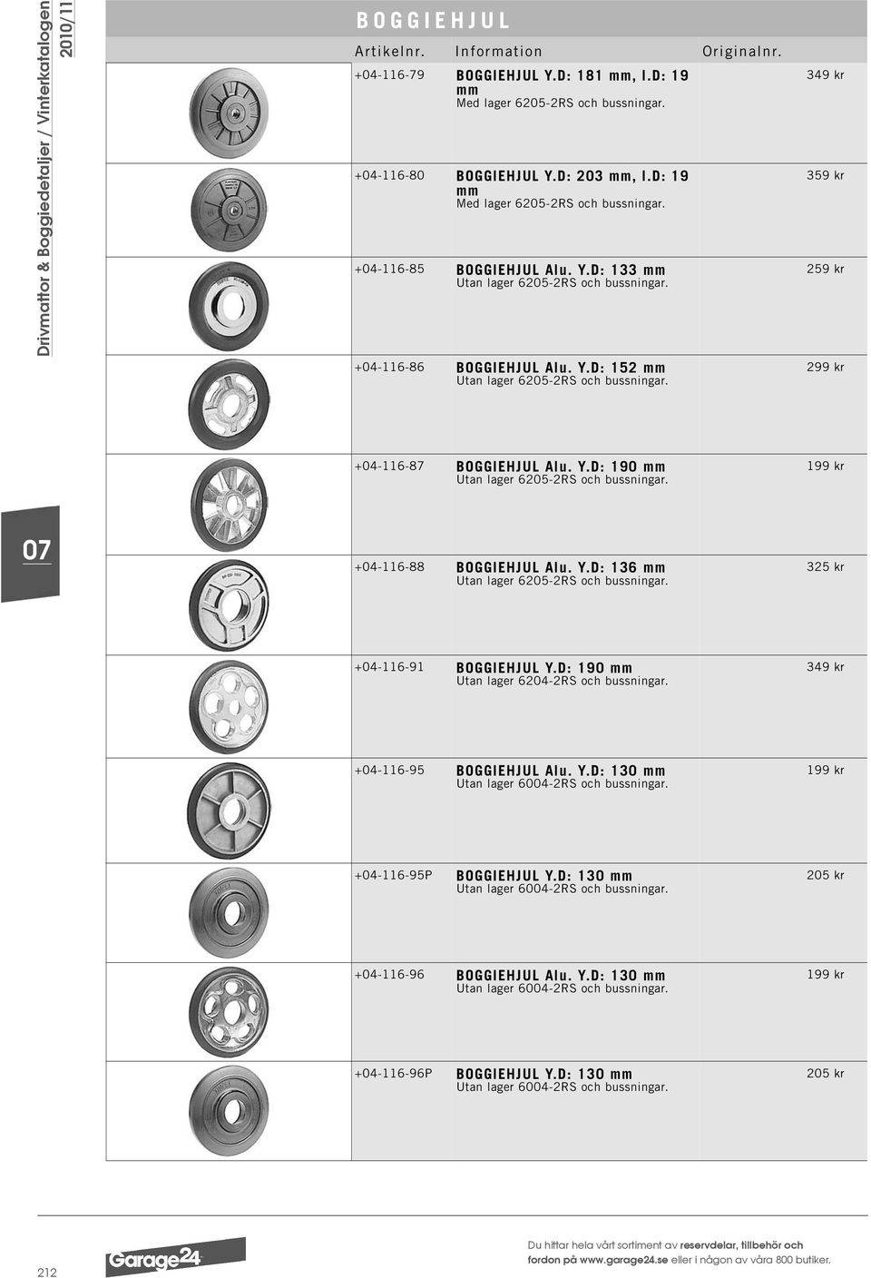 199 kr +04-116-88 BOGGIEHJUL Alu. Y.D: 136 mm Utan lager 6205-2RS och bussningar. 325 kr +04-116-91 BOGGIEHJUL Y.D: 190 mm Utan lager 6204-2RS och bussningar. 349 kr +04-116-95 BOGGIEHJUL Alu. Y.D: 130 mm Utan lager 6004-2RS och bussningar.