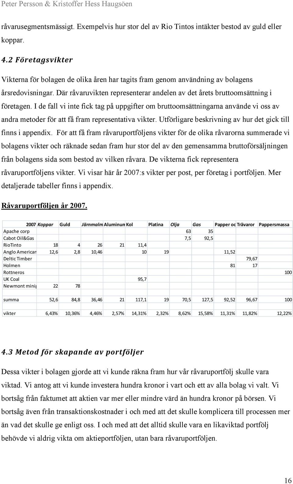 I de fall vi inte fick tag på uppgifter om bruttoomsättningarna använde vi oss av andra metoder för att få fram representativa vikter. Utförligare beskrivning av hur det gick till finns i appendix.