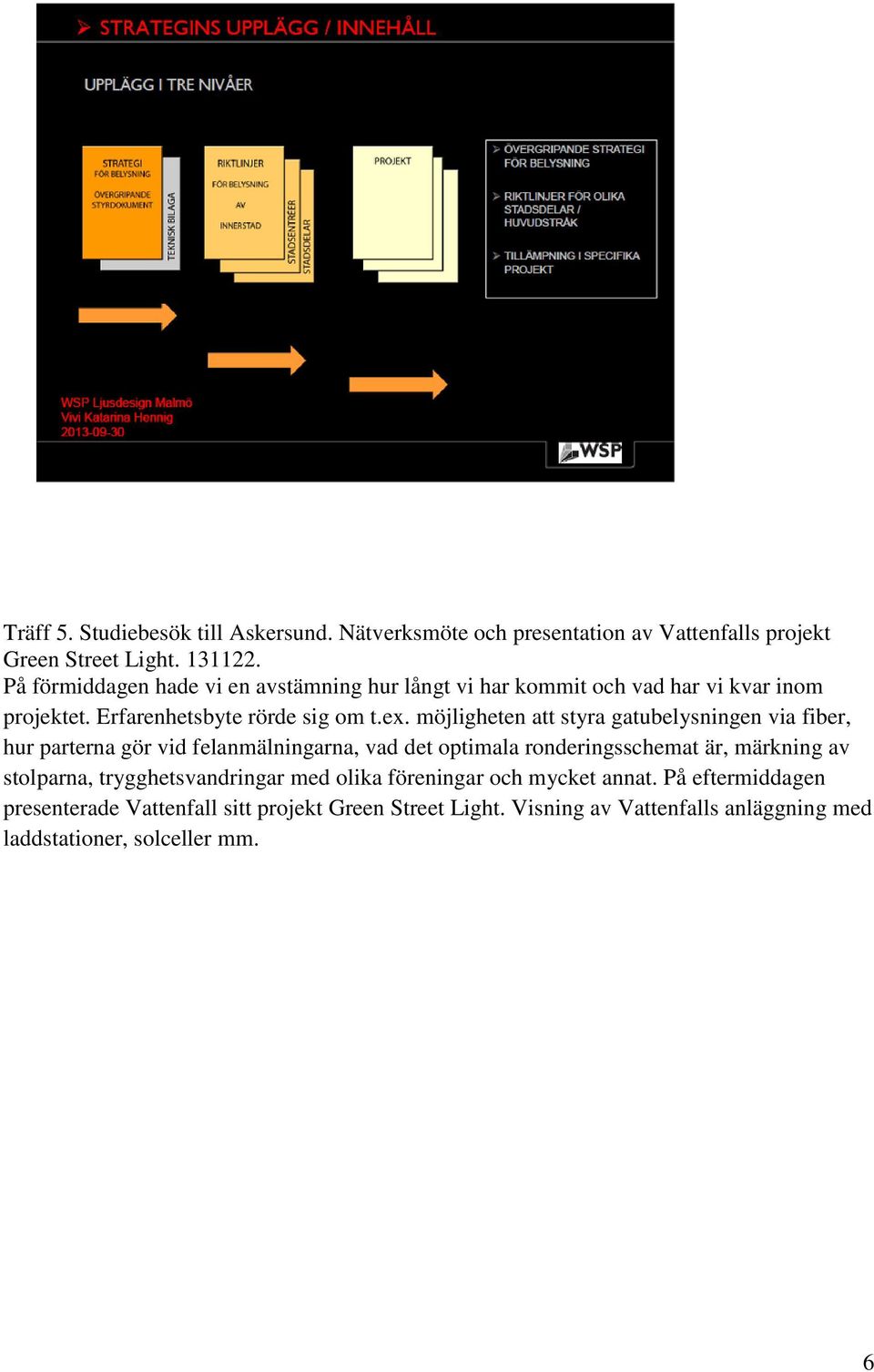 möjligheten att styra gatubelysningen via fiber, hur parterna gör vid felanmälningarna, vad det optimala ronderingsschemat är, märkning av stolparna,