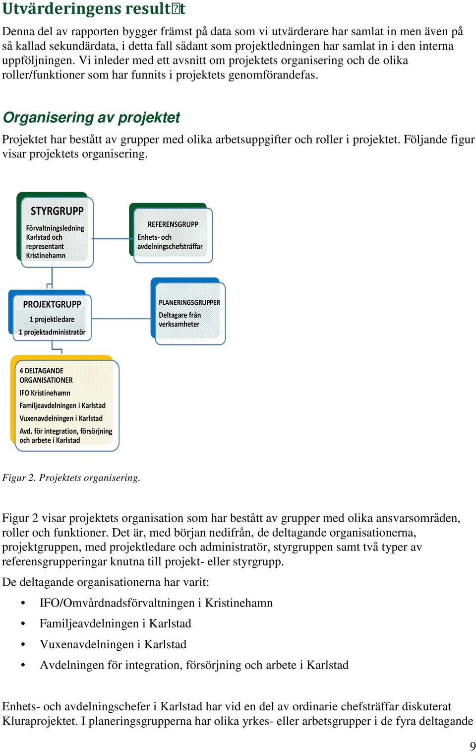 Organisering av projektet Projektet har bestått av grupper med olika arbetsuppgifter och roller i projektet. Följande figur visar projektets organisering.