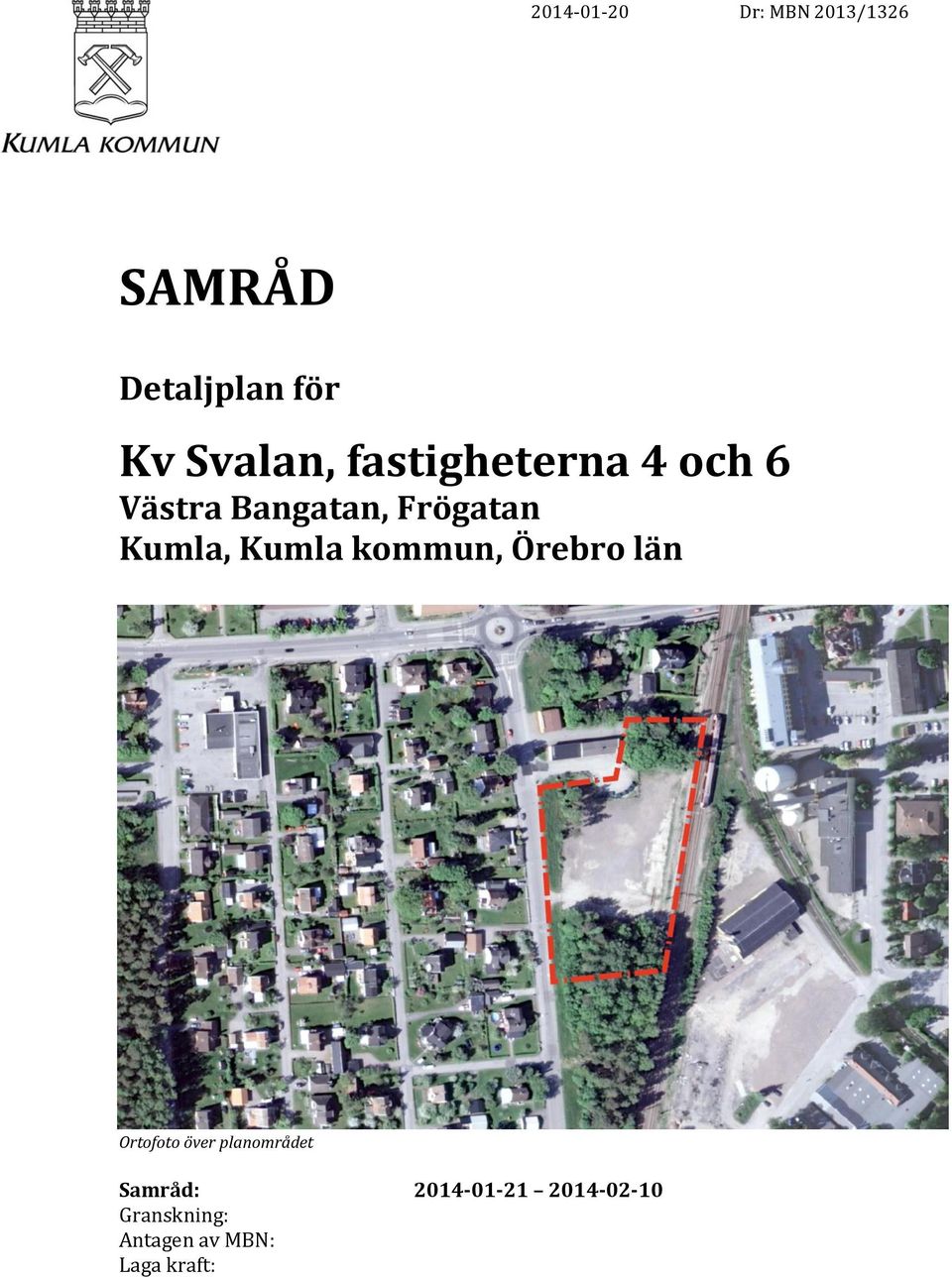Kumla, Kumla kommun, Örebro län Ortofoto över planområdet