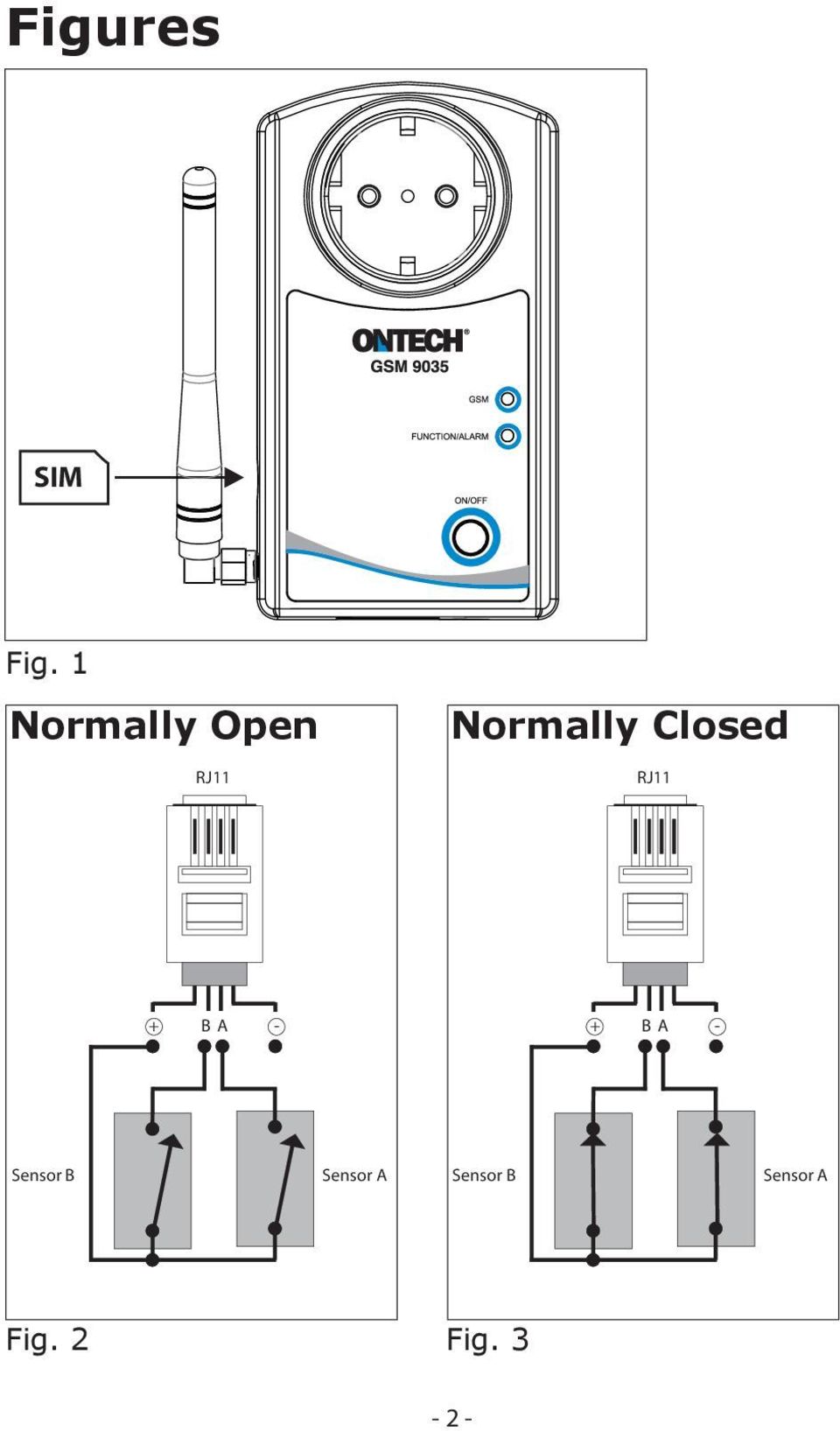 Closed RJ11 + B A - + B A -