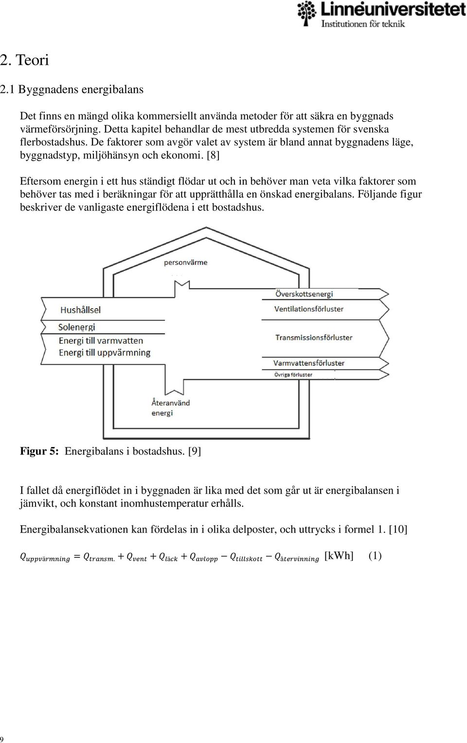 [8] Eftersom energin i ett hus ständigt flödar ut och in behöver man veta vilka faktorer som behöver tas med i beräkningar för att upprätthålla en önskad energibalans.