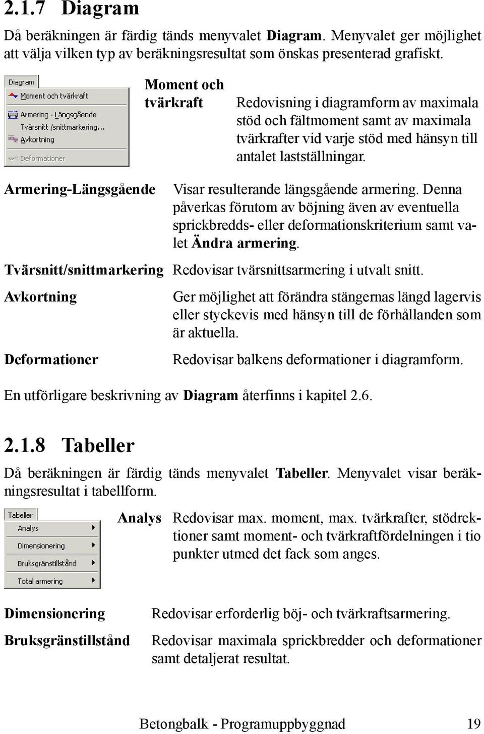 Armering-Längsgående Visar resulterande längsgående armering. Denna påverkas förutom av böjning även av eventuella sprickbredds- eller deformationskriterium samt valet Ändra armering.