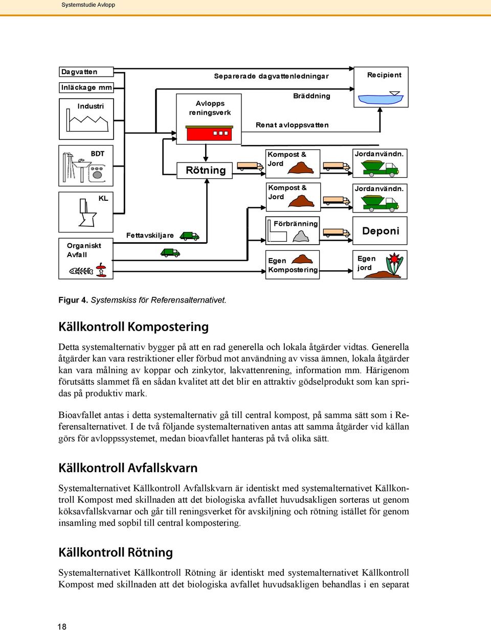 Källkontroll Kompostering Detta systemalternativ bygger på att en rad generella och lokala åtgärder vidtas.