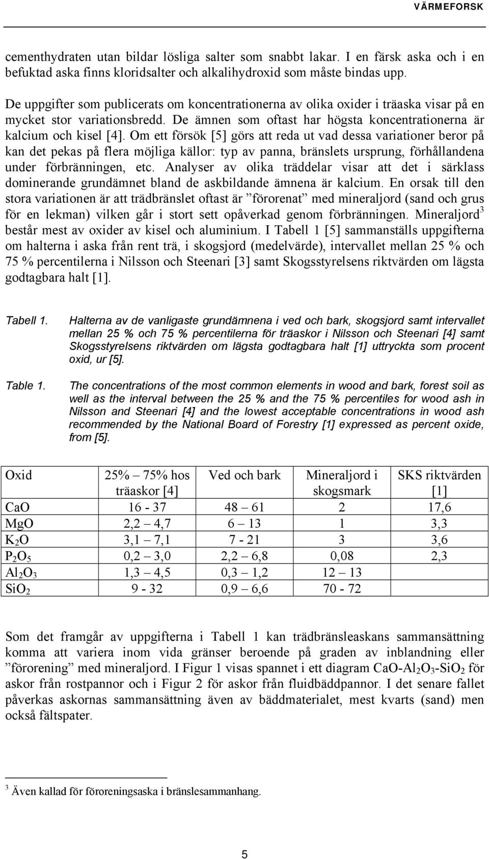 Om ett försök [5] görs att reda ut vad dessa variationer beror på kan det pekas på flera möjliga källor: typ av panna, bränslets ursprung, förhållandena under förbränningen, etc.