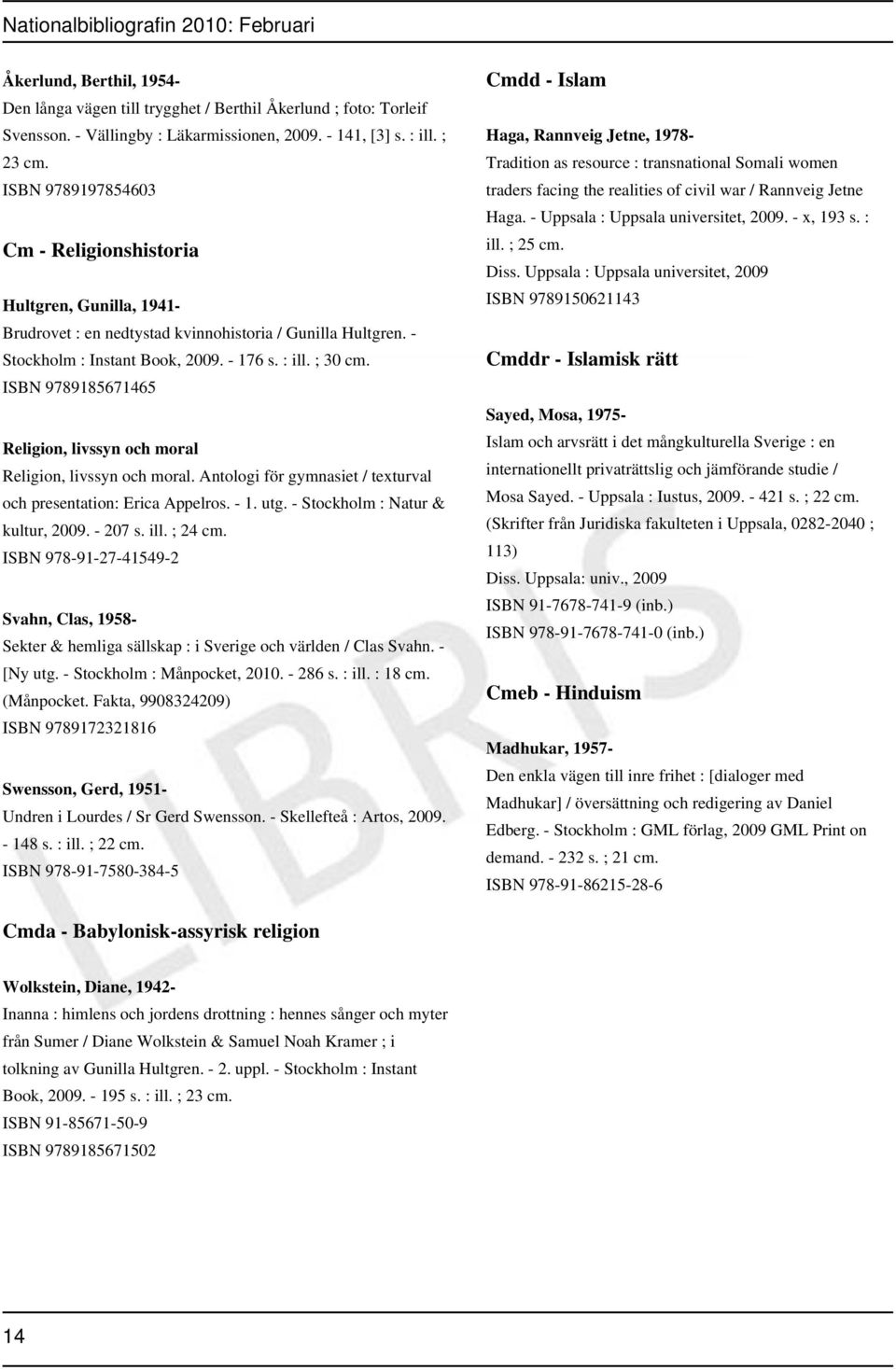 ; 30 ISBN 9789185671465 Religion, livssyn och moral Religion, livssyn och moral. Antologi för gymnasiet / texturval och presentation: Erica Appelros. - 1. utg. - Stockholm : Natur & kultur, 2009.