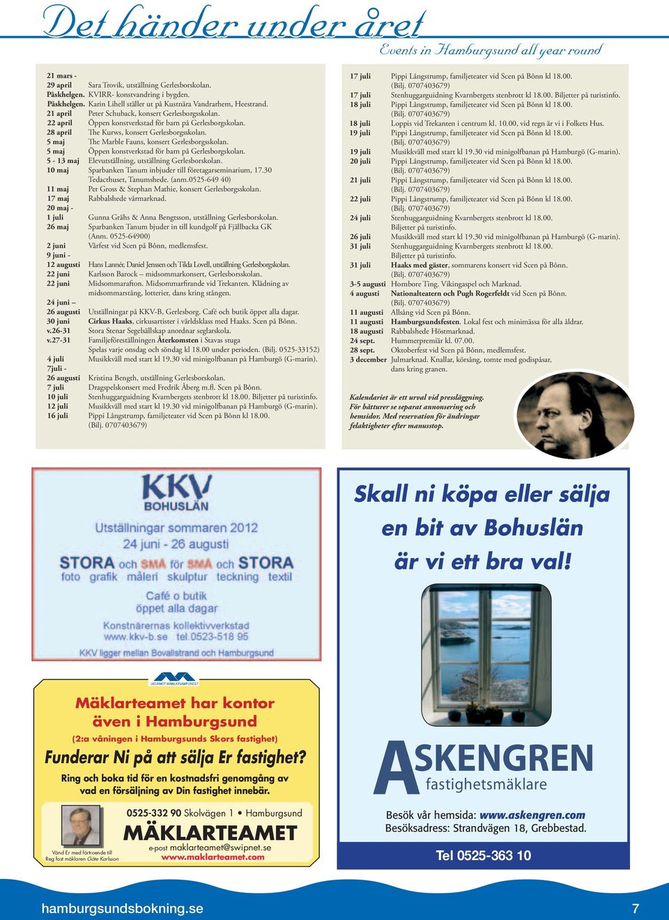 5 maj The Marble Fauns, konsert Gerlesborgsskolan. 5 maj Öppen konstverkstad för barn på Gerlesborgskolan. 5-13 maj Elevutställning, utställning Gerlesborskolan.