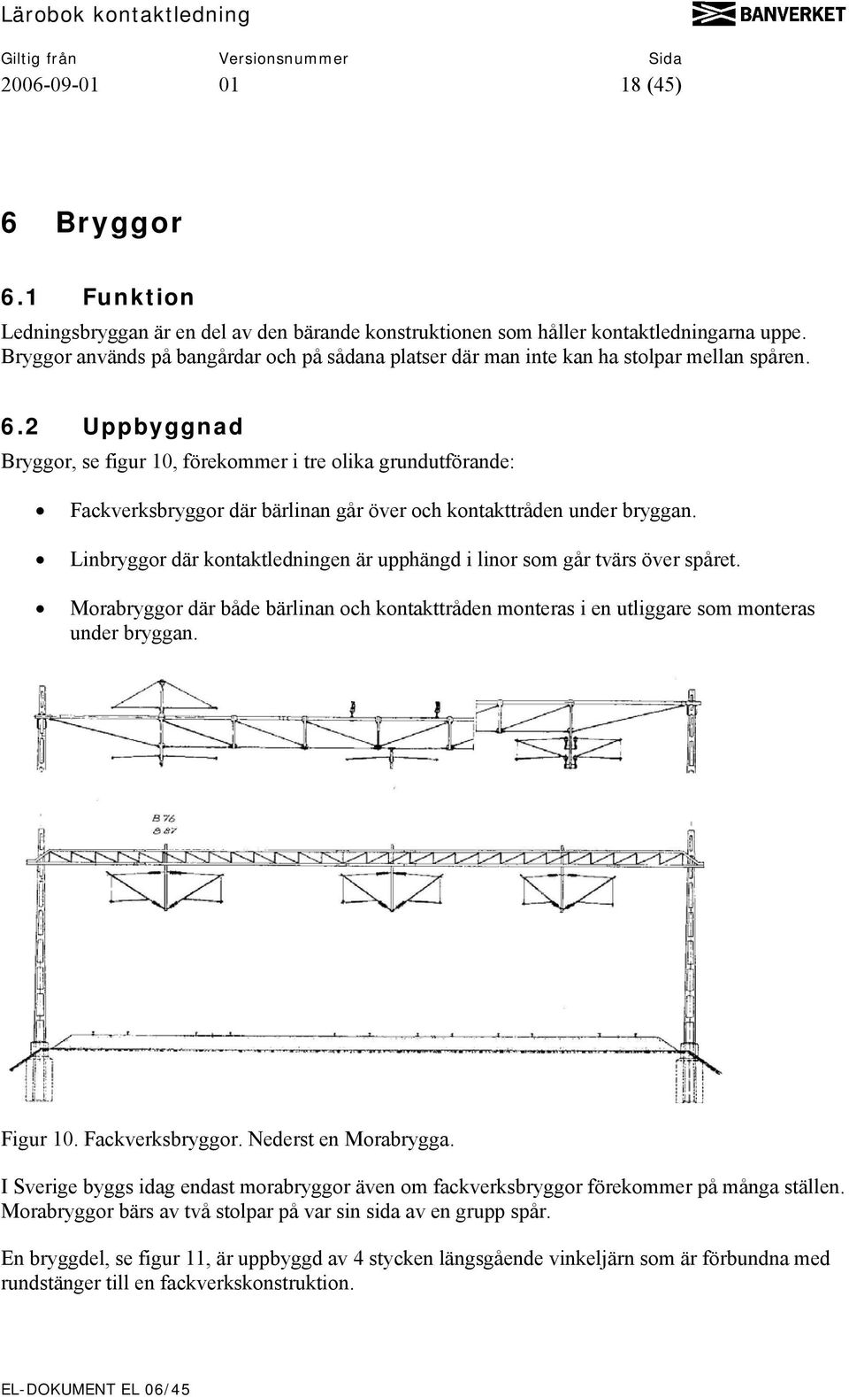 2 Uppbyggnad Bryggor, se figur 10, förekommer i tre olika grundutförande: Fackverksbryggor där bärlinan går över och kontakttråden under bryggan.