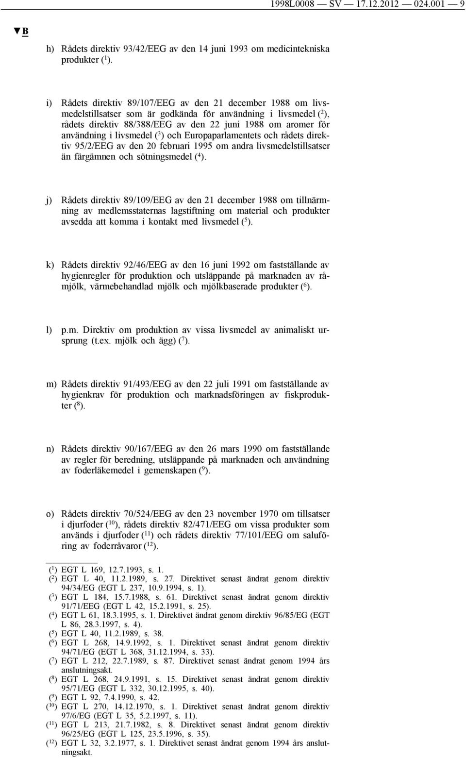 i livsmedel ( 3 ) och Europaparlamentets och rådets direktiv 95/2/EEG av den 20 februari 1995 om andra livsmedelstillsatser än färgämnen och sötningsmedel ( 4 ).