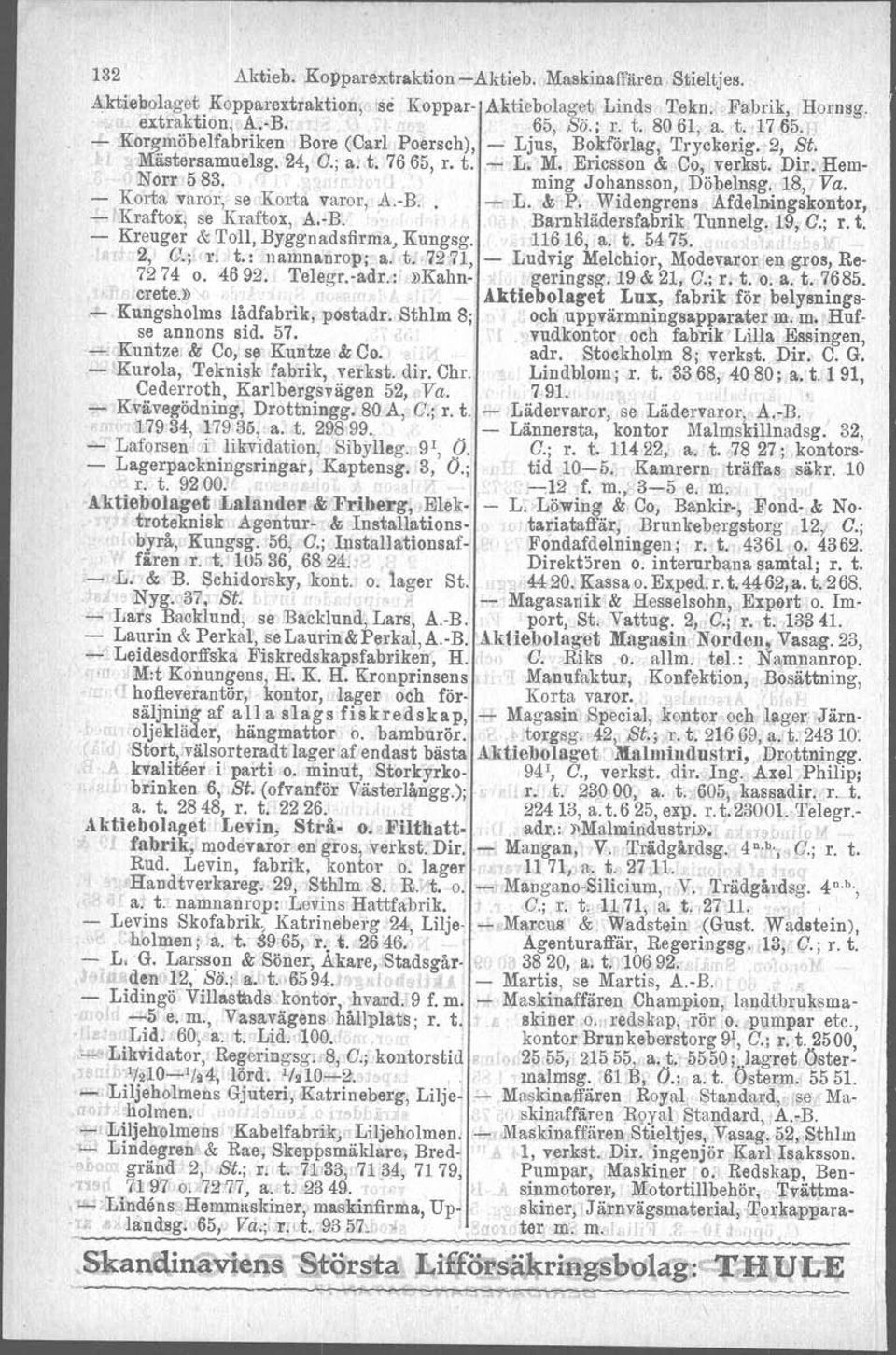 Hem- Norr 583, ( ming Johansson, Döbelnsg. 18, Va. - Korta varor, se Korta varor, A.-B.. - L. & P. Widengrens AfdelniIigskontor, - Kmftox) se Krattor, A.-B. Barnklädersfabrik Tunnelg. 19,,9.; r. t.