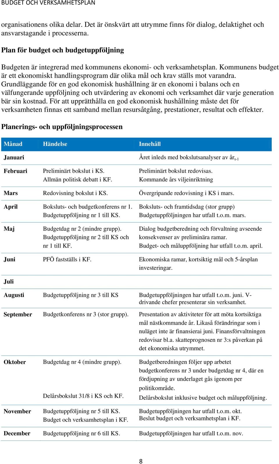 Grundläggande för en god ekonomisk hushållning är en ekonomi i balans och en välfungerande uppföljning och utvärdering av ekonomi och verksamhet där varje generation bär sin kostnad.