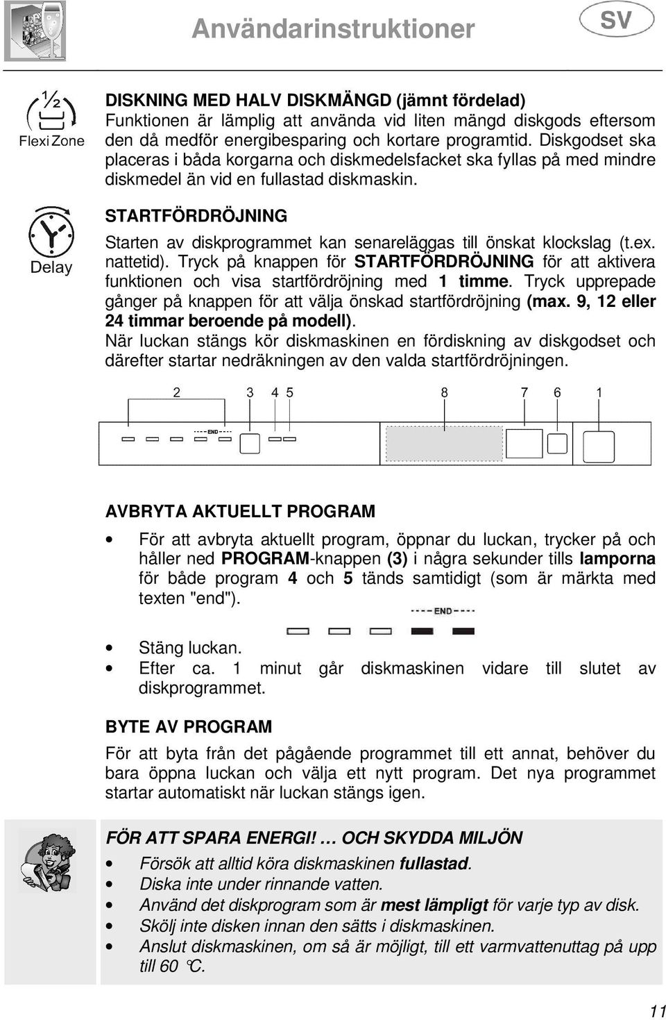 STARTFÖRDRÖJNING Starten av diskprogrammet kan senareläggas till önskat klockslag (t.ex. nattetid).