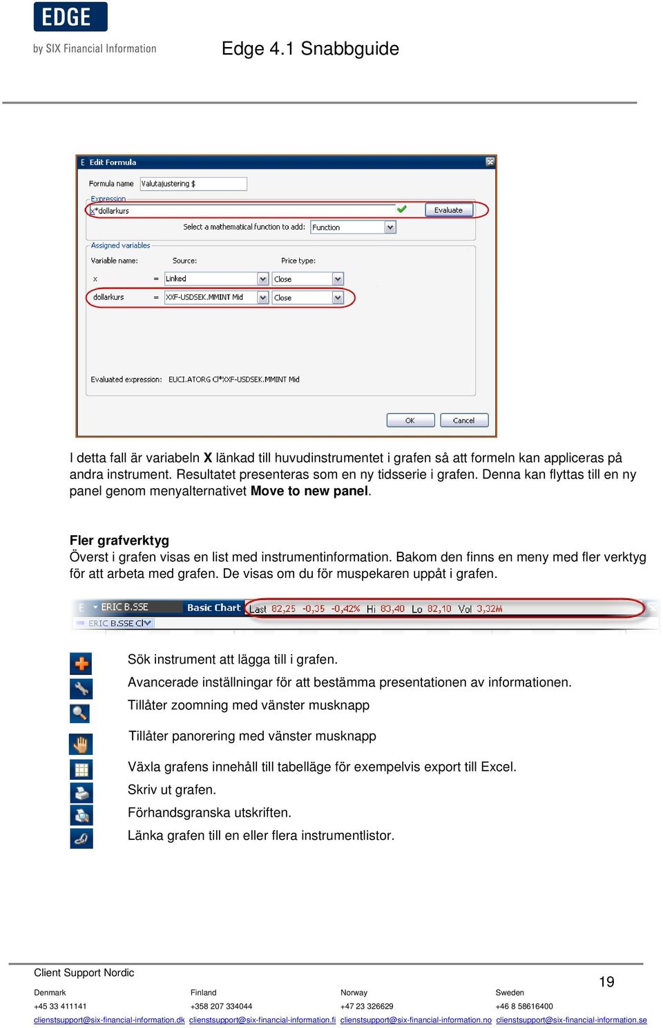 Bakom den finns en meny med fler verktyg för att arbeta med grafen. De visas om du för muspekaren uppåt i grafen. Sök instrument att lägga till i grafen.