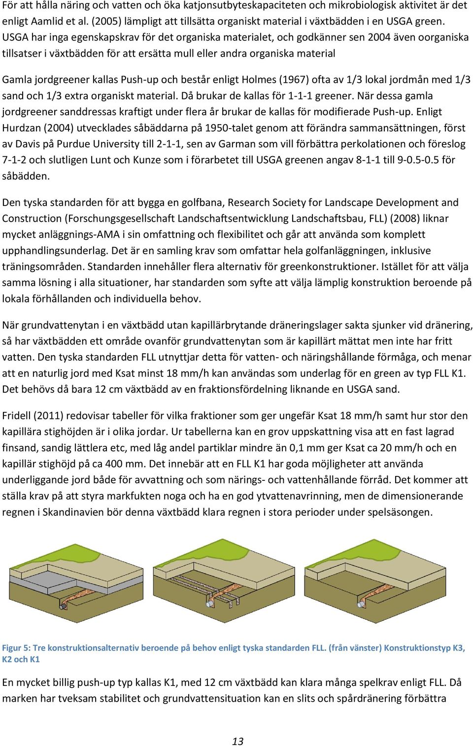 USGA har inga egenskapskrav för det organiska materialet, och godkänner sen 2004 även oorganiska tillsatser i växtbädden för att ersätta mull eller andra organiska material Gamla jordgreener kallas