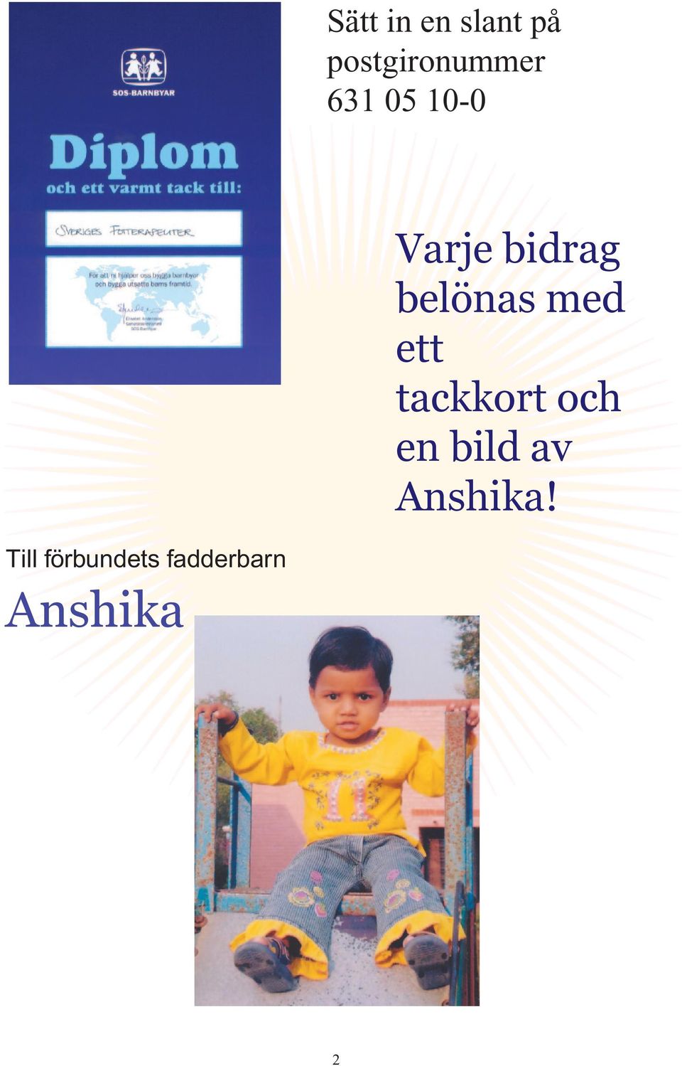 ett tackkort och en bild av Anshika!