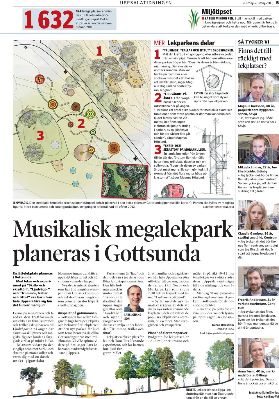 3 2 1 MER Lekparkens delar 1 2 TRUMMOR, TRALLAR OCH TITTUT I SKOGSBACKEN. Mät din kraft på en gonggong eller utforska ljudet från en vindpipa. Tanken är att barnens utforskande av parken börjar här.