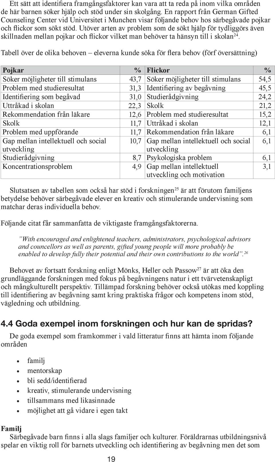 Utöver arten av problem som de sökt hjälp för tydliggörs även skillnaden mellan pojkar och flickor vilket man behöver ta hänsyn till i skolan 24.