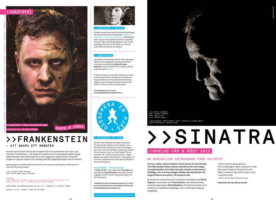 Frankenstein att skapa ett monster är en multimediaföreställning där teater blandas med videoprojektioner och suggestiva ljudlandskap.