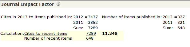 Journal Impact Factor (JIF) Antalet citeringar under år x till publikationer från de två föregående