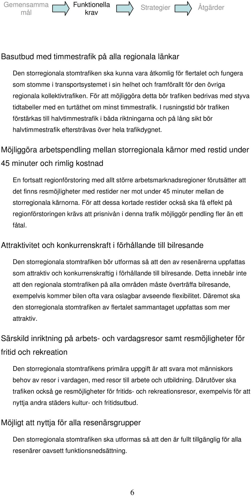 I rusningstid bör trafiken förstärkas till halvtimmestrafik i båda riktningarna och på lång sikt bör halvtimmestrafik eftersträvas över hela trafikdygnet.