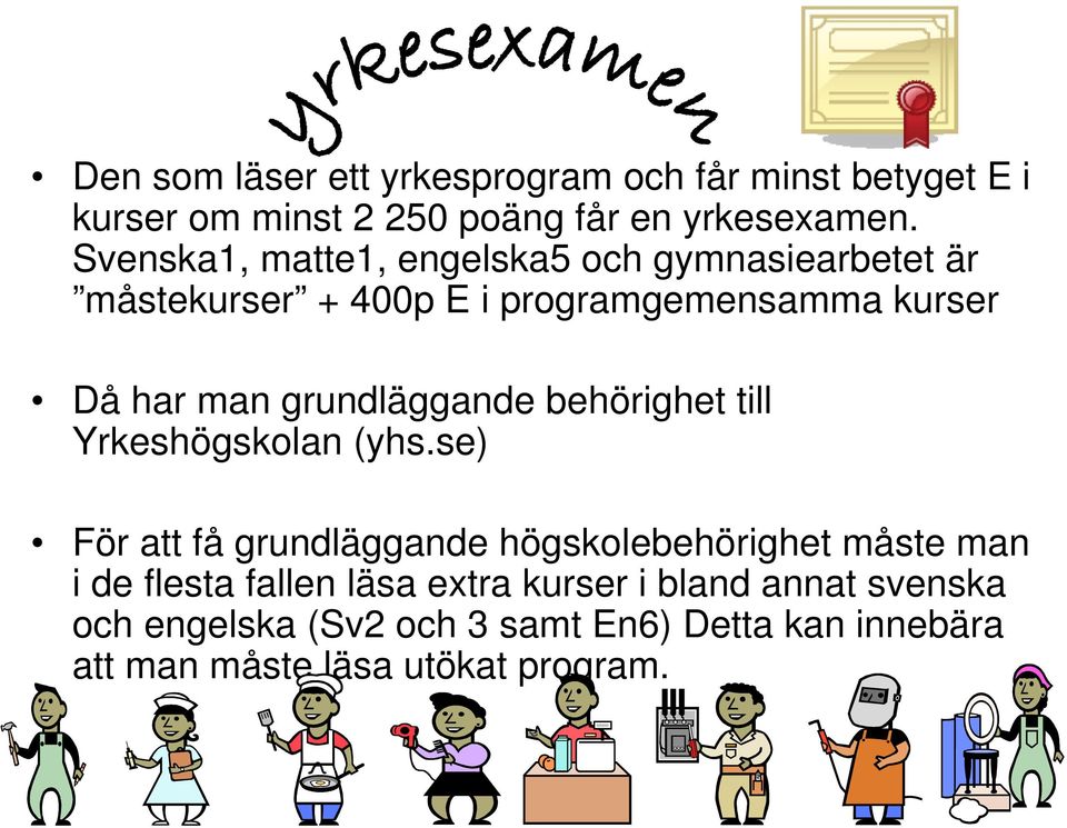 grundläggande behörighet till Yrkeshögskolan (yhs.