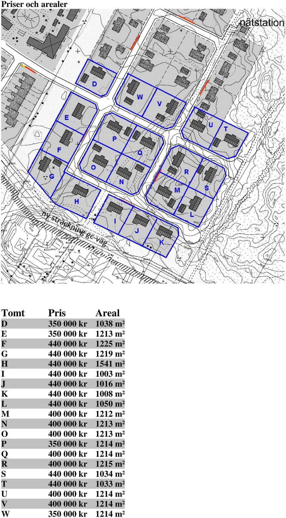 M 400 000 kr 1212 m² N 400 000 kr 1213 m² O 400 000 kr 1213 m² P 350 000 kr 1214 m² Q 400 000 kr 1214 m² R 400