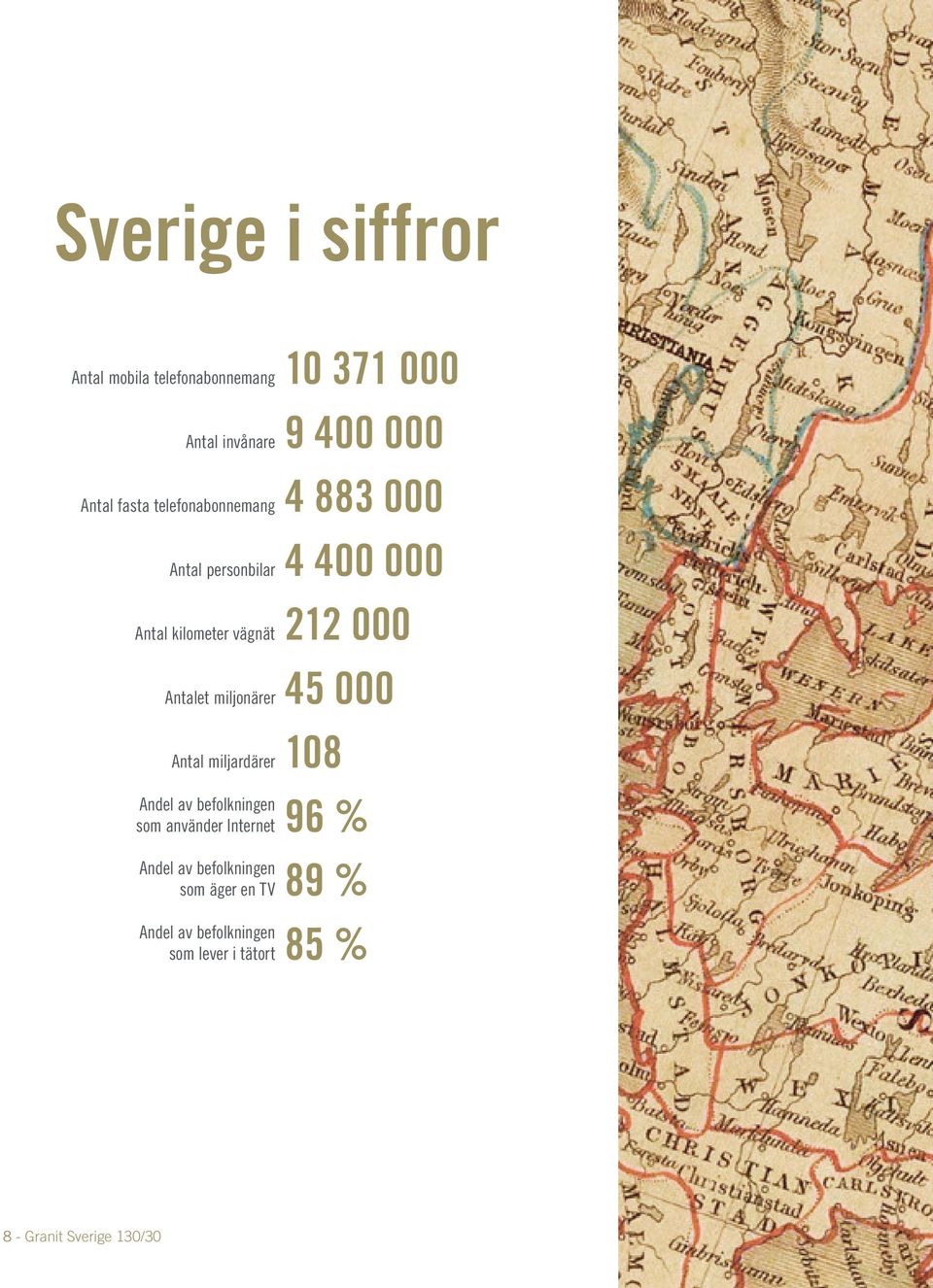 miljonärer 45 000 Antal miljardärer 108 Andel av befolkningen som använder Internet 96 % Andel av