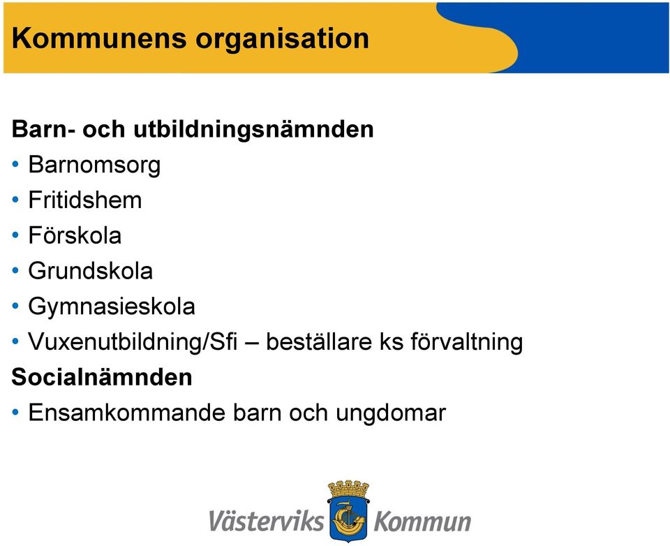 Grundskola Gymnasieskola Vuxenutbildning/Sfi