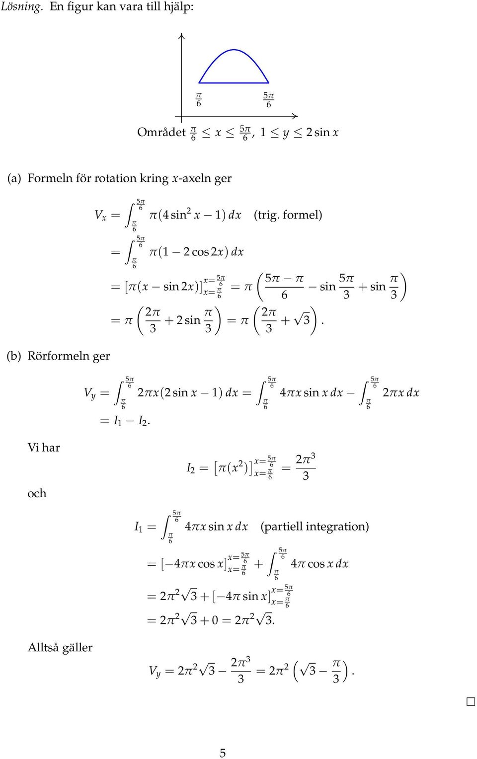 Rörformeln ger 5 (4 sin x ) (trig.