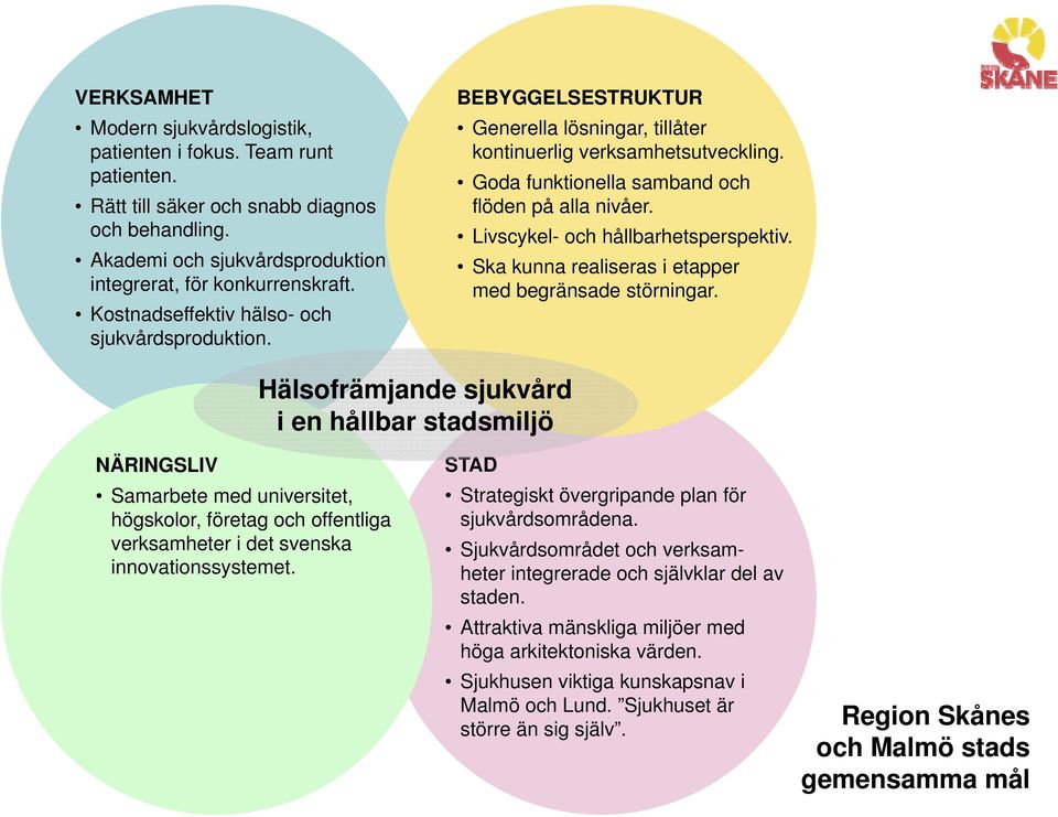 Livscykel- och hållbarhetsperspektiv. Ska kunna realiseras i etapper med begränsade störningar.