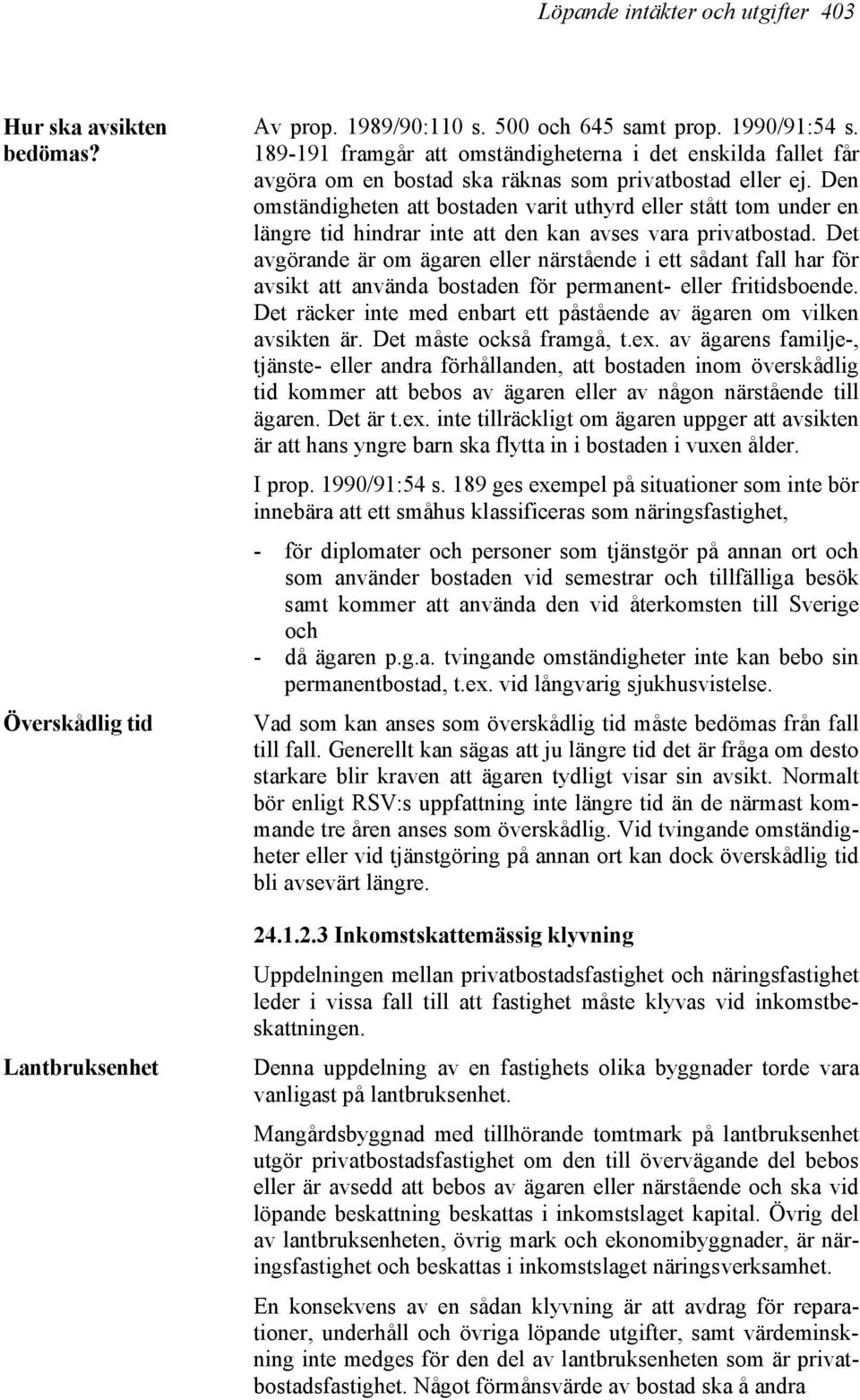 Den omständigheten att bostaden varit uthyrd eller stått tom under en längre tid hindrar inte att den kan avses vara privatbostad.