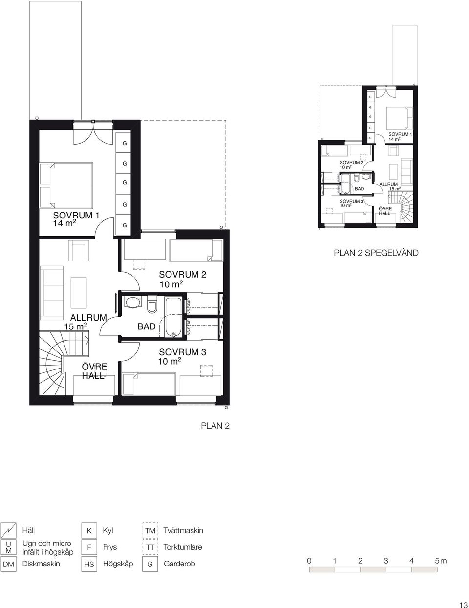 VS-SKÅP ÖVRE HALL SOVRUM 3 10 m 2 PLAN 2 U M DM Häll Ugn och micro infällt i högskåp