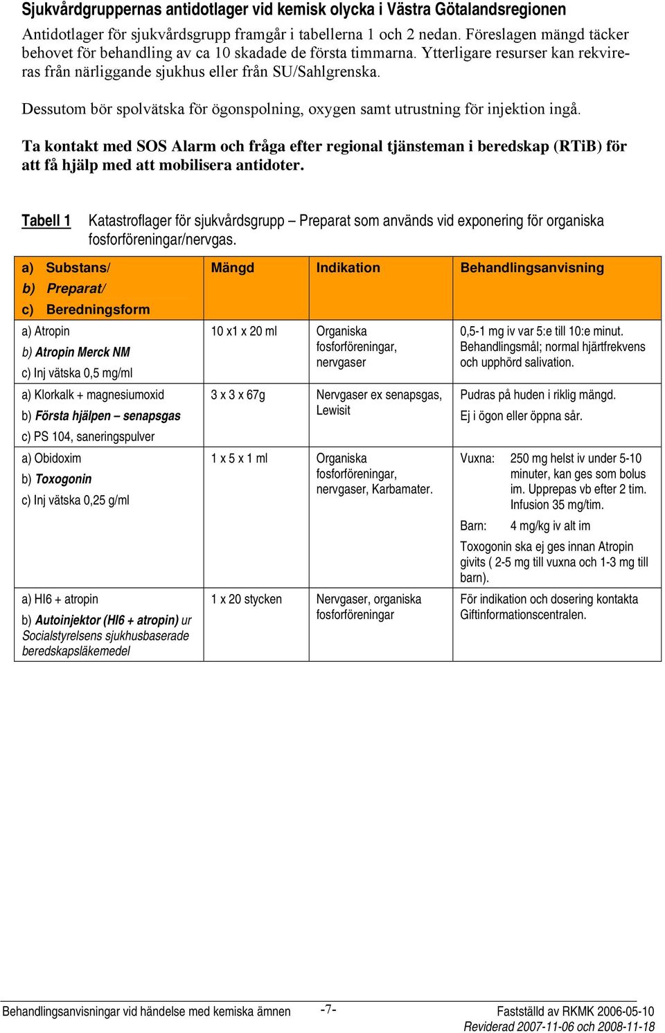 Dessutom bör spolvätska för ögonspolning, oxygen samt utrustning för injektion ingå.