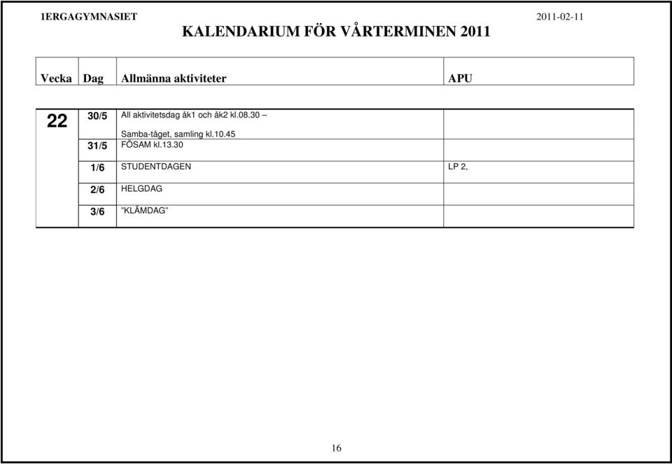 10.45 31/5 FÖSAM kl.13.