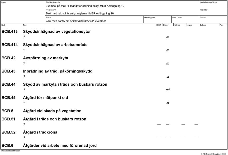 5 Skyddsinhägnad av vegetationsytor Skyddsinhägnad av arbetsoråde Avspärrning av arkyta Inbrädning av träd, påkörningsskydd Skydd av