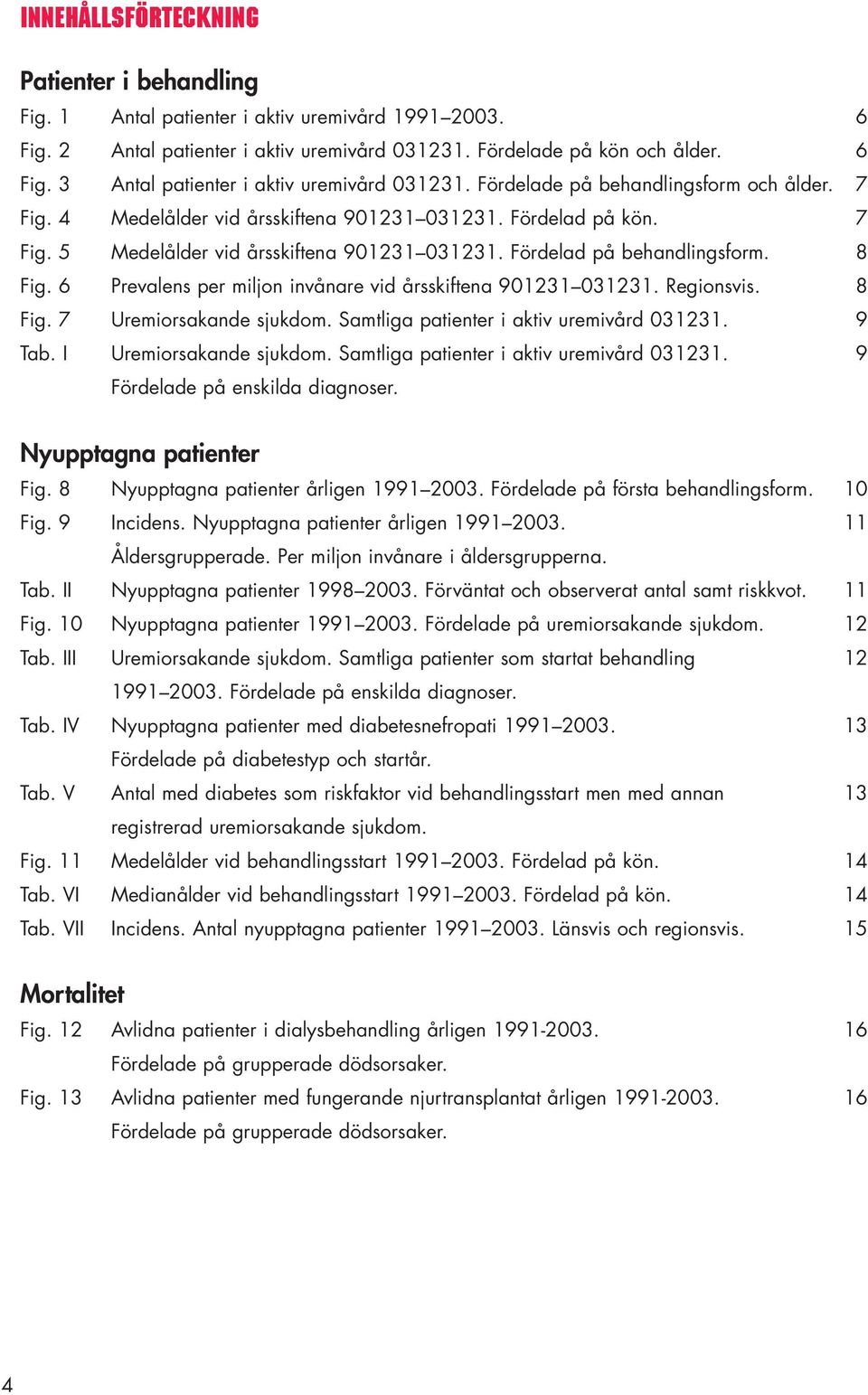 Regionsvis. Fig. Uremiorsakande sjukdom. Samtliga patienter i aktiv uremivård 31231. Tab. I Uremiorsakande sjukdom. Samtliga patienter i aktiv uremivård 31231. Fördelade på enskilda diagnoser.