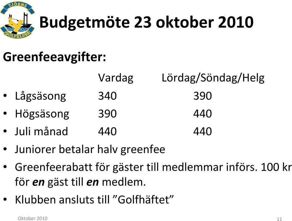 Lördag/Söndag/Helg Greenfeerabatt för gäster till medlemmar