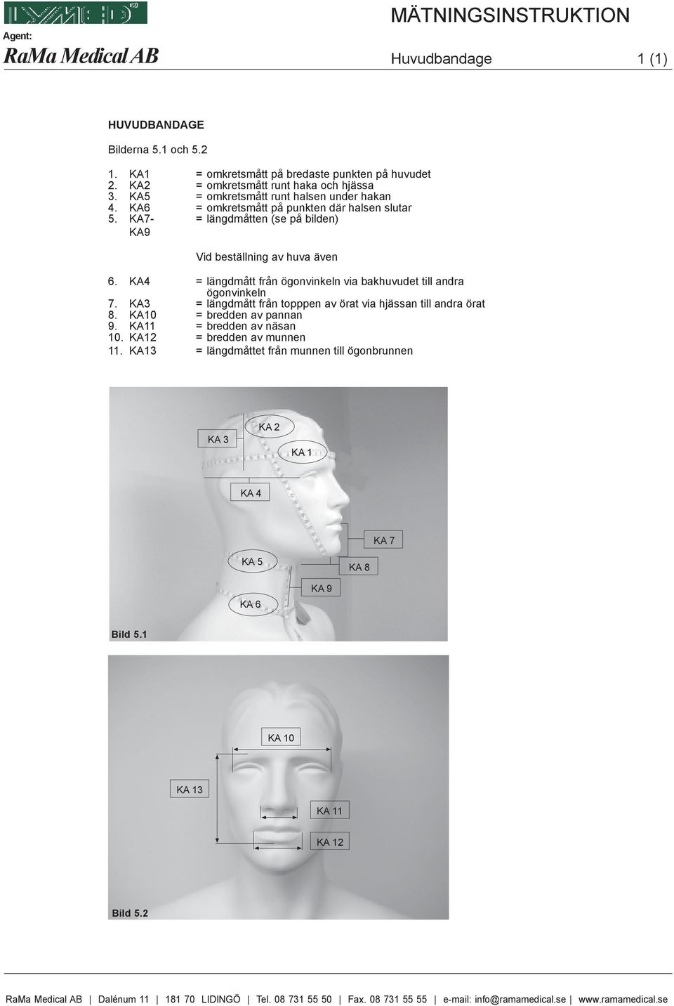 K4 = längdmått från ögonvinkeln via bakhuvudet till andra ögonvinkeln 7. K3 = längdmått från topppen av örat via hjässan till andra örat 8. K10 = bredden av pannan 9. K11 = bredden av näsan 10.