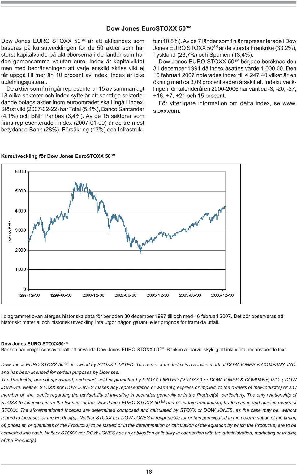 De aktier som f n ingår representerar 15 av sammanlagt 18 olika sektorer och index syfte är att samtliga sektorledande bolags aktier inom euroområdet skall ingå i index.