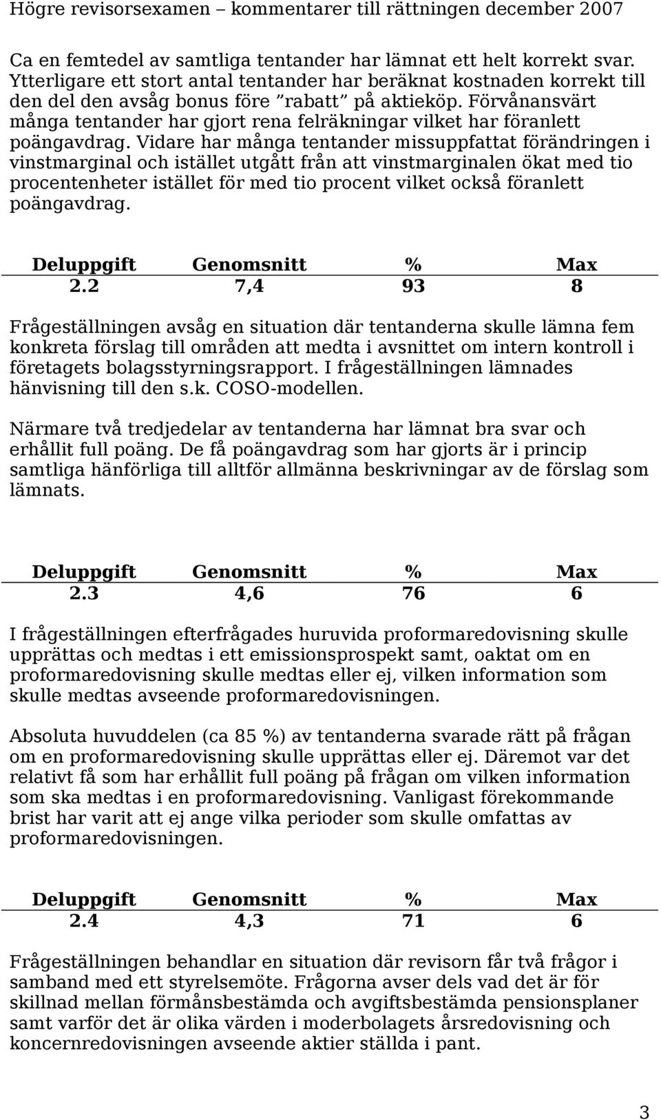 Vidare har många tentander missuppfattat förändringen i vinstmarginal och istället utgått från att vinstmarginalen ökat med tio procentenheter istället för med tio procent vilket också föranlett