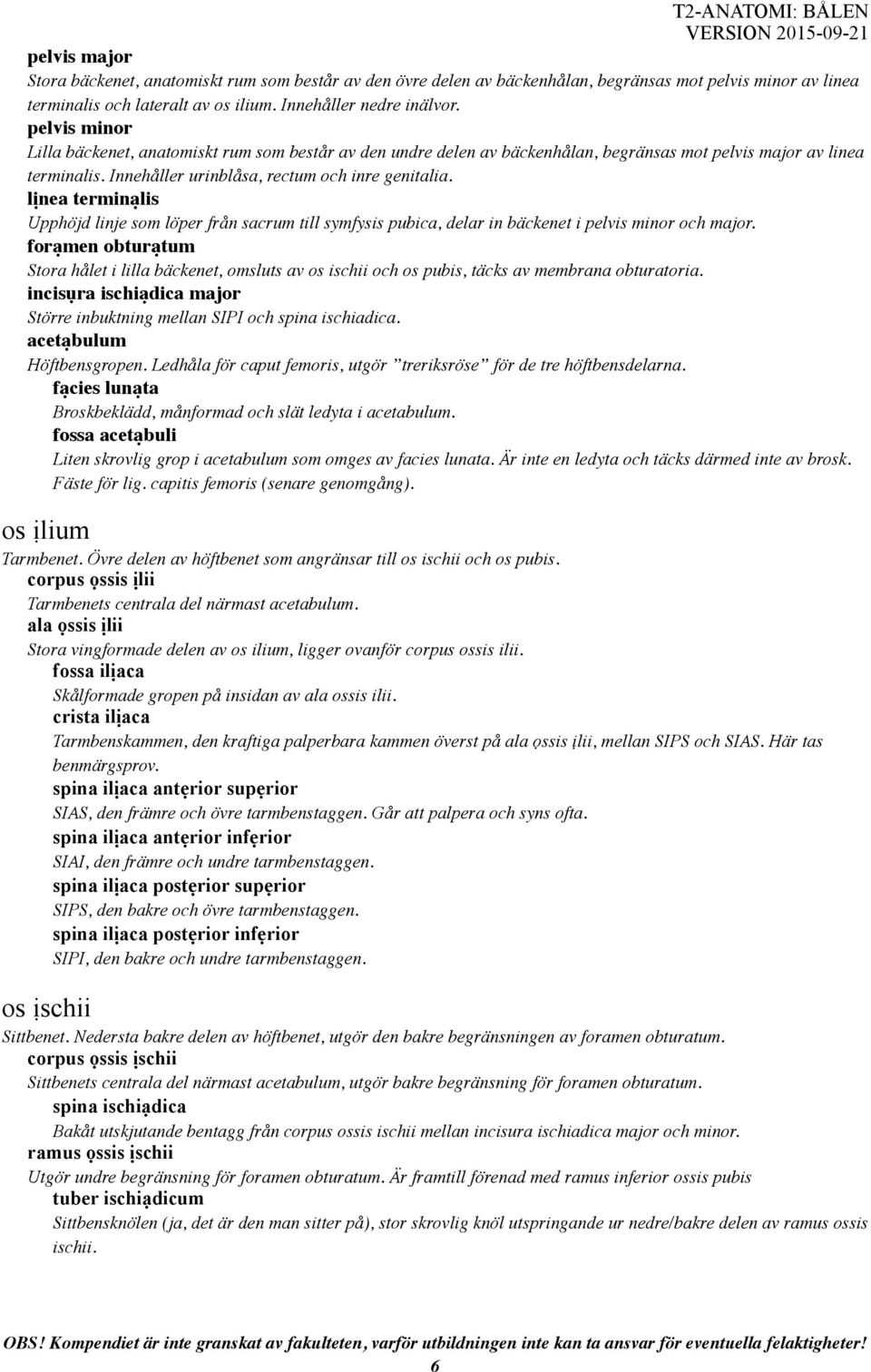 lịnea terminạlis Upphöjd linje som löper från sacrum till symfysis pubica, delar in bäckenet i pelvis minor och major.