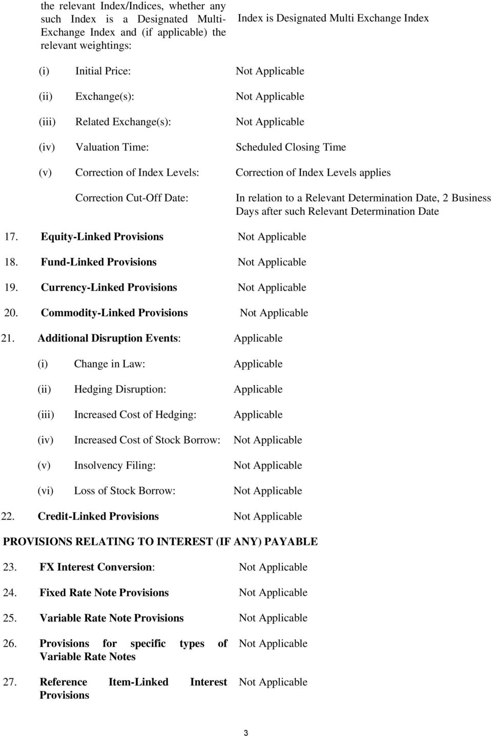 Correction Cut-Off Date: In relation to a Relevant Determination Date, 2 Business Days after such Relevant Determination Date 17. Equity-Linked Provisions Not Applicable 18.