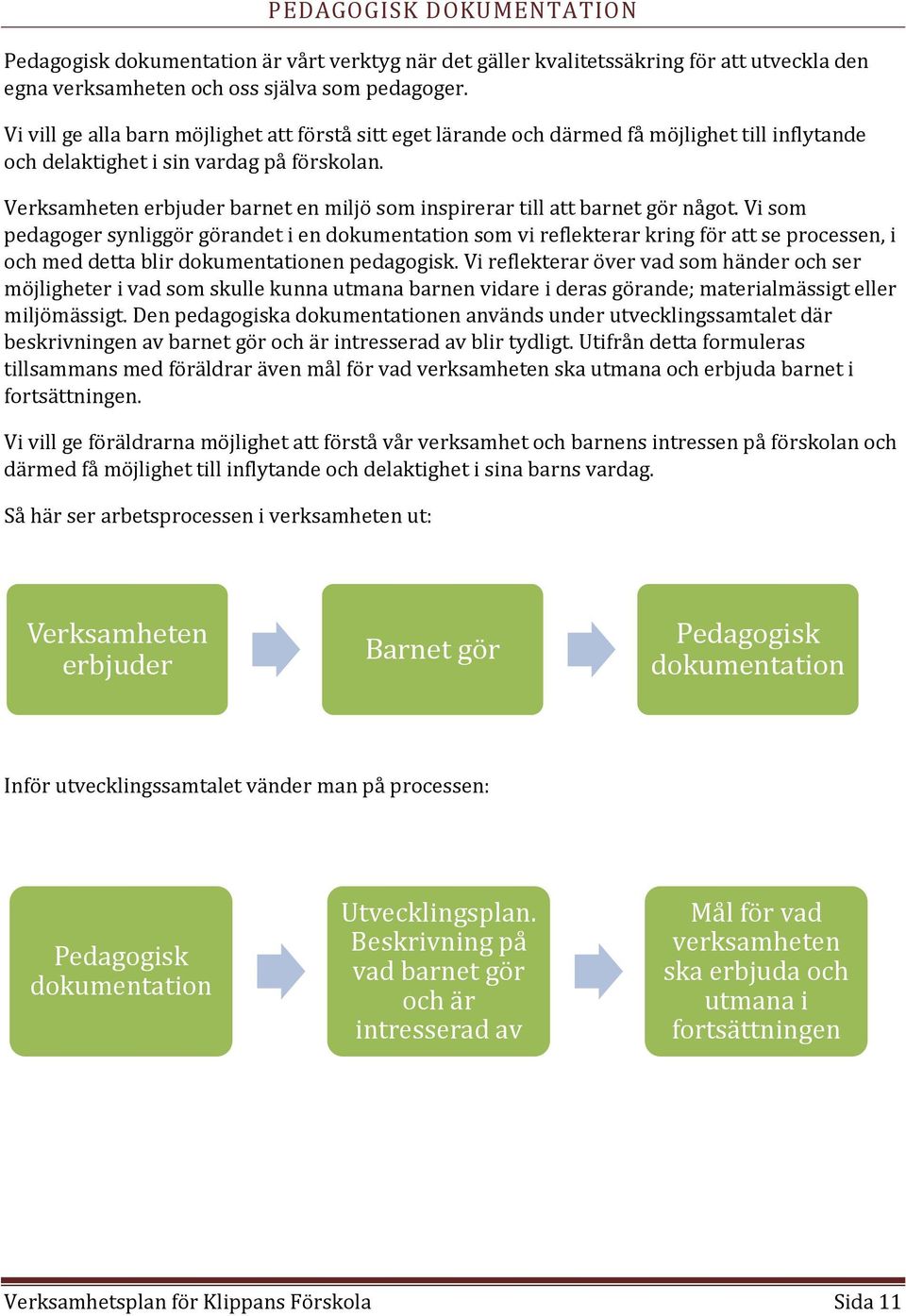 Verksamheten erbjuder barnet en miljö som inspirerar till att barnet gör något.