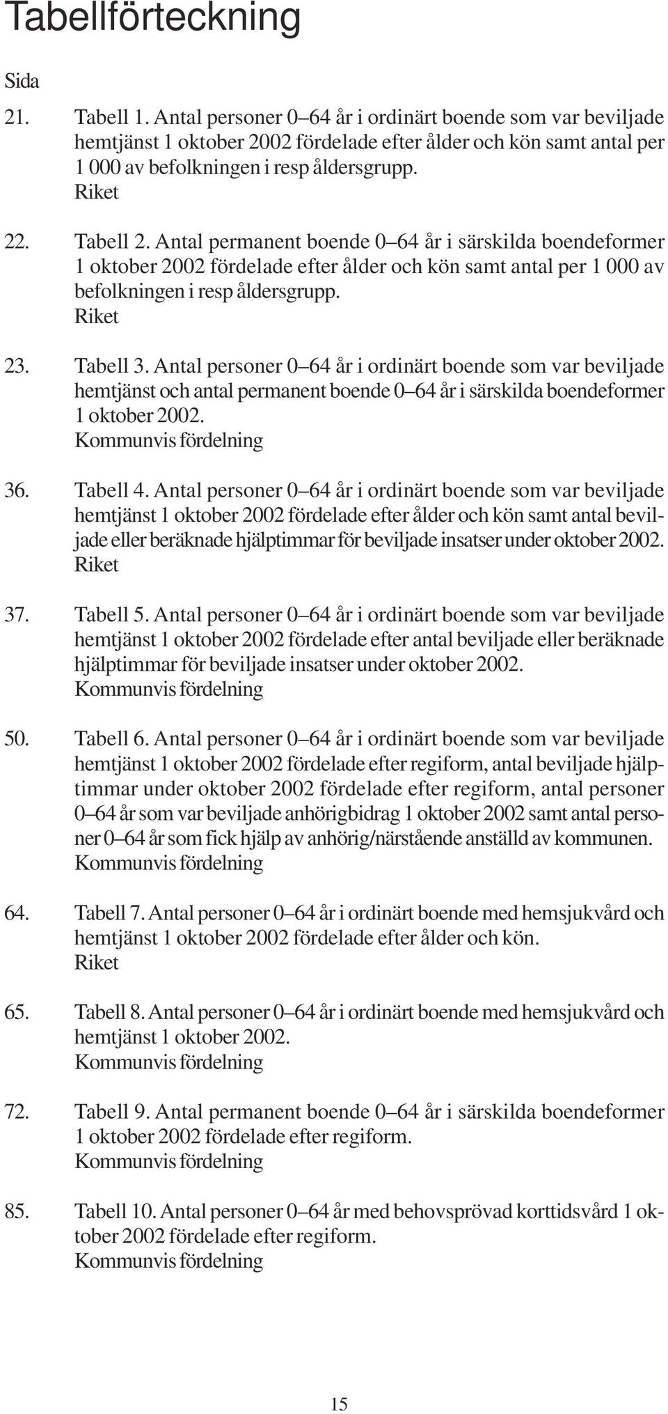 Antal permanent boende 0 64 år i särskilda boendeformer 1 oktober 2002 fördelade efter ålder och kön samt antal per 1 000 av befolkningen i resp åldersgrupp. Riket 23. Tabell 3.