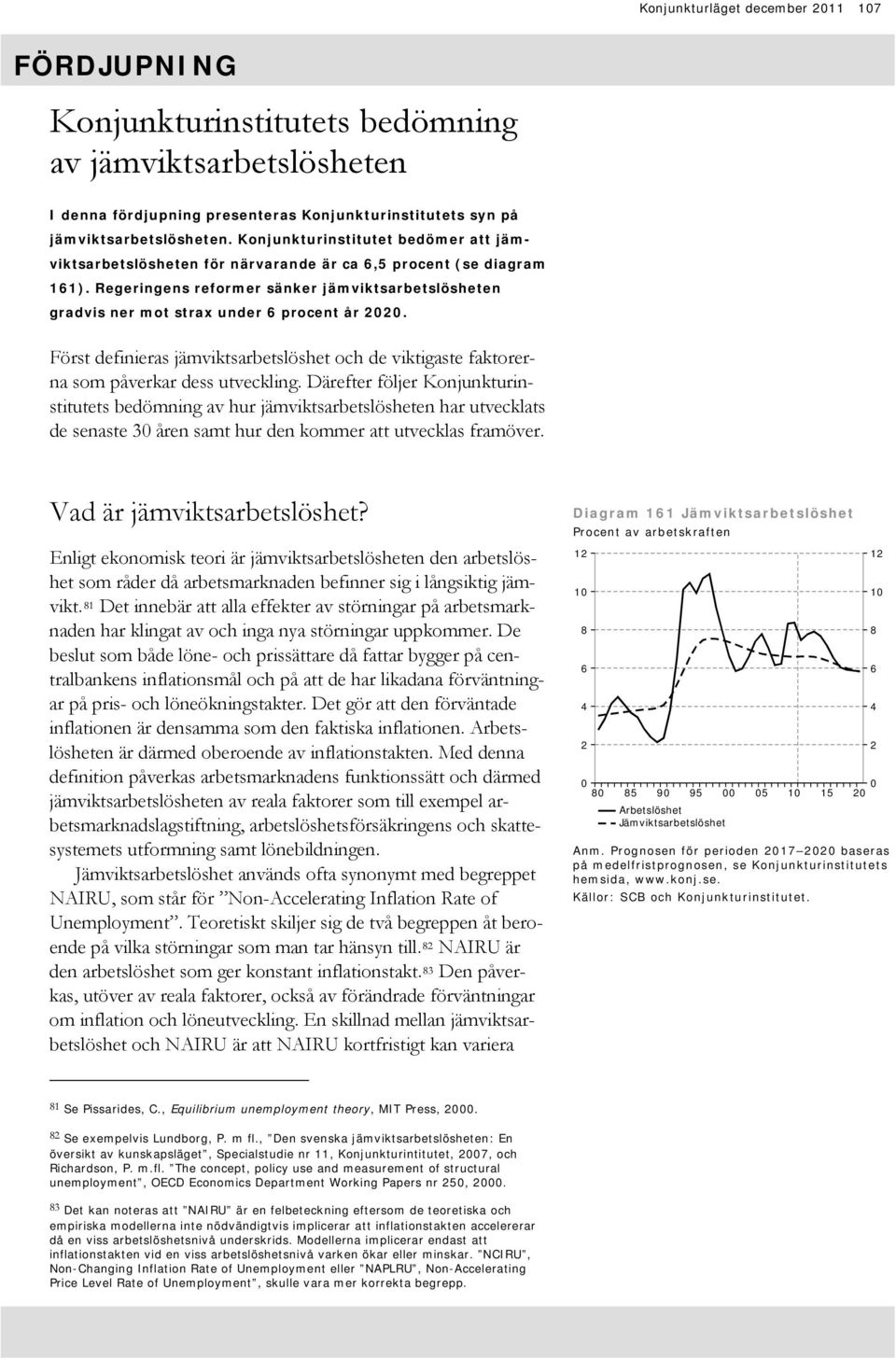 Först definieras jämviktsarbetslöshet och de viktigaste faktorerna som påverkar dess utveckling.