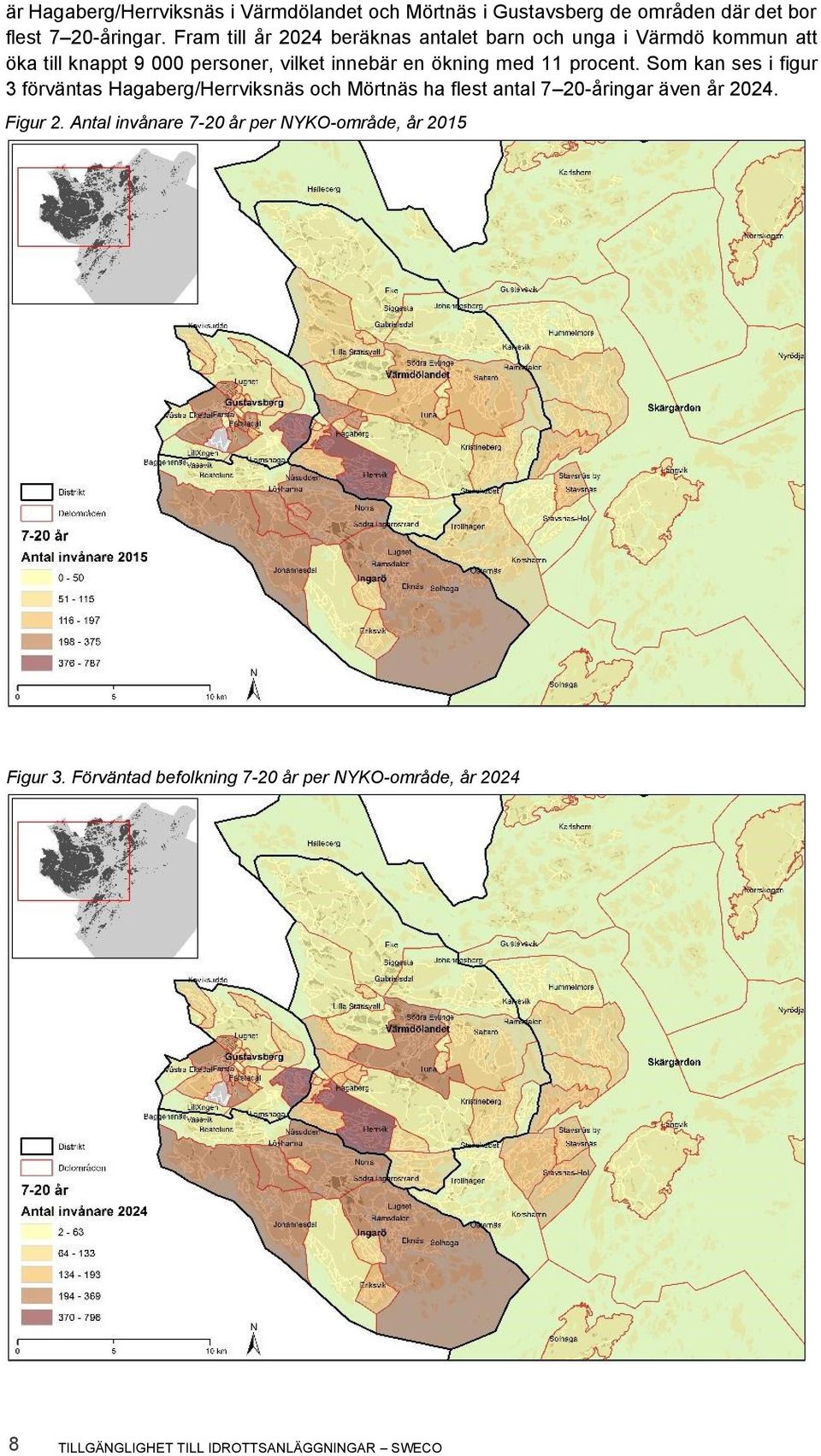 11 procent. Som kan ses i figur 3 förväntas Hagaberg/Herrviksnäs och Mörtnäs ha flest antal 7 20-åringar även år 2024. Figur 2.