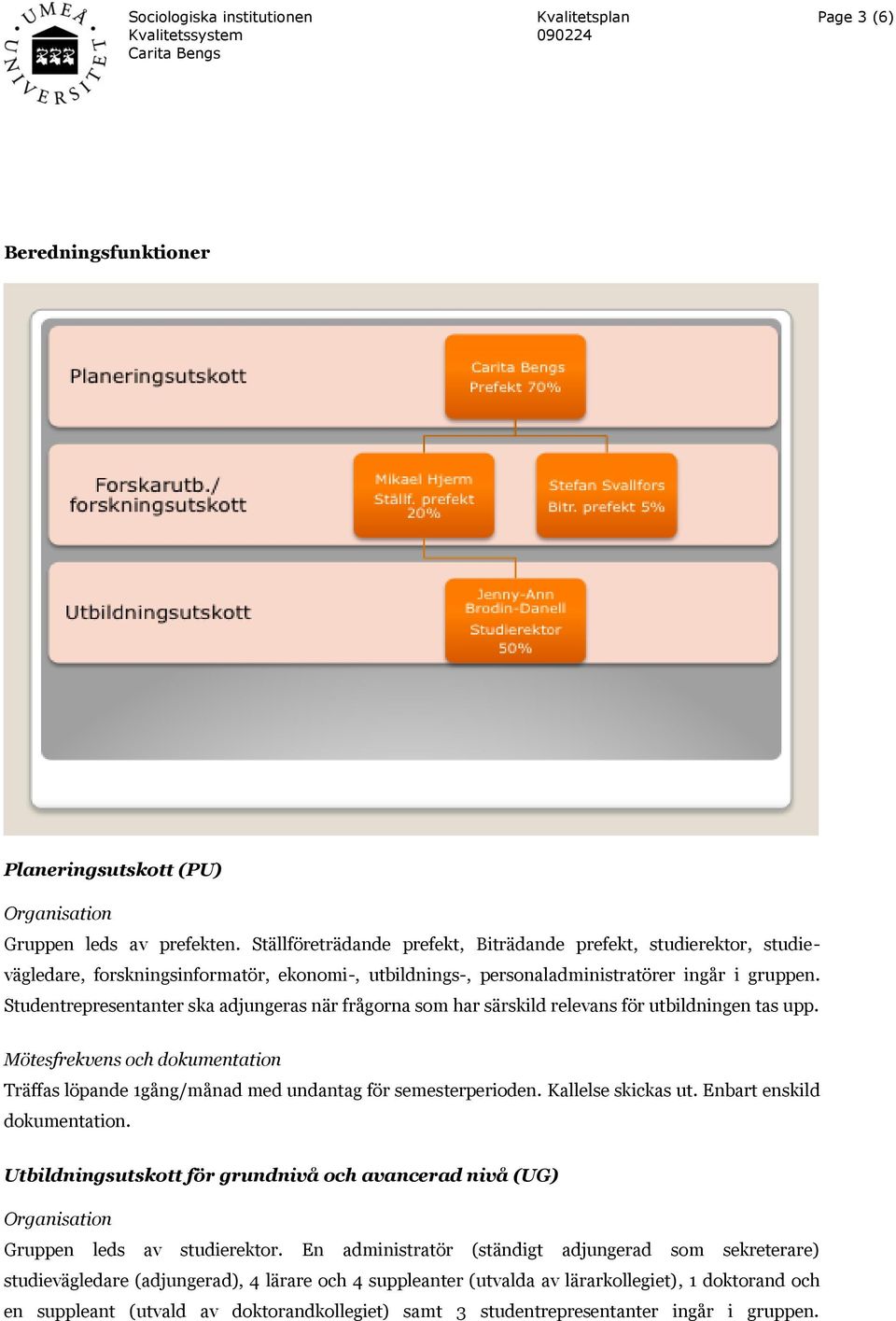 Studentrepresentanter ska adjungeras när frågorna som har särskild relevans för utbildningen tas upp. Mötesfrekvens och dokumentation Träffas löpande 1gång/månad med undantag för semesterperioden.