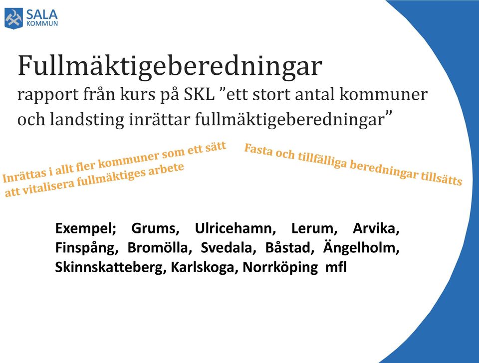 Exempel; Grums, Ulricehamn, Lerum, Arvika, Finspång, Bromölla,